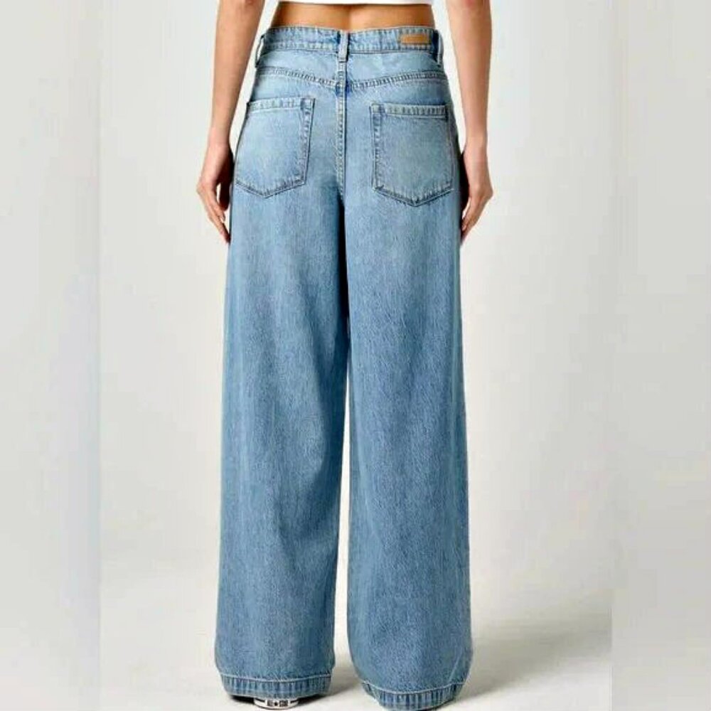 NEW! BLANK NYC FEELING GOOD TIE FRONT WIDE LEG JEANS - Picture 5 of 7